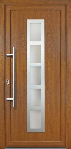 Meeth Kunststoff-Haustür Signum Exklusiv in Golden Oak mit satiniertem Glaseinsatz, Farbe: Gold/Braun, H x B x T: 200 x 98 x 7 cm - Bild 1
