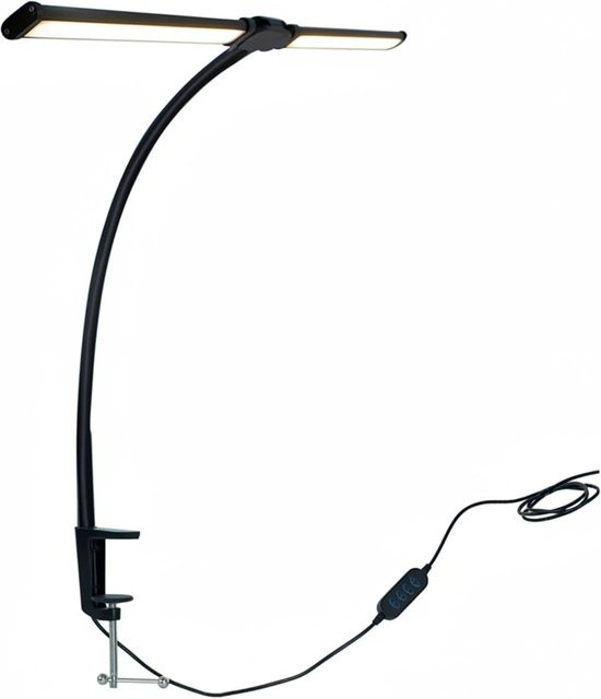 Relaxdays LED Schreibtischlampe Schwarz aus Metall mit Klemmvorrichtung, dimmbar, H: 61 cm, B: 50 cm, T: 5,5 cm - Bild 1