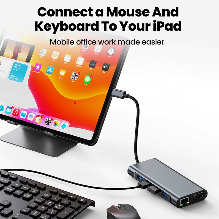 11 in 1 USB C Multiport Hub Adapter mit 4K HDMI, RJ45 Ethernet und SD/TF Kartenleser als Docking Station für deinen Laptop und PC - Bild 5