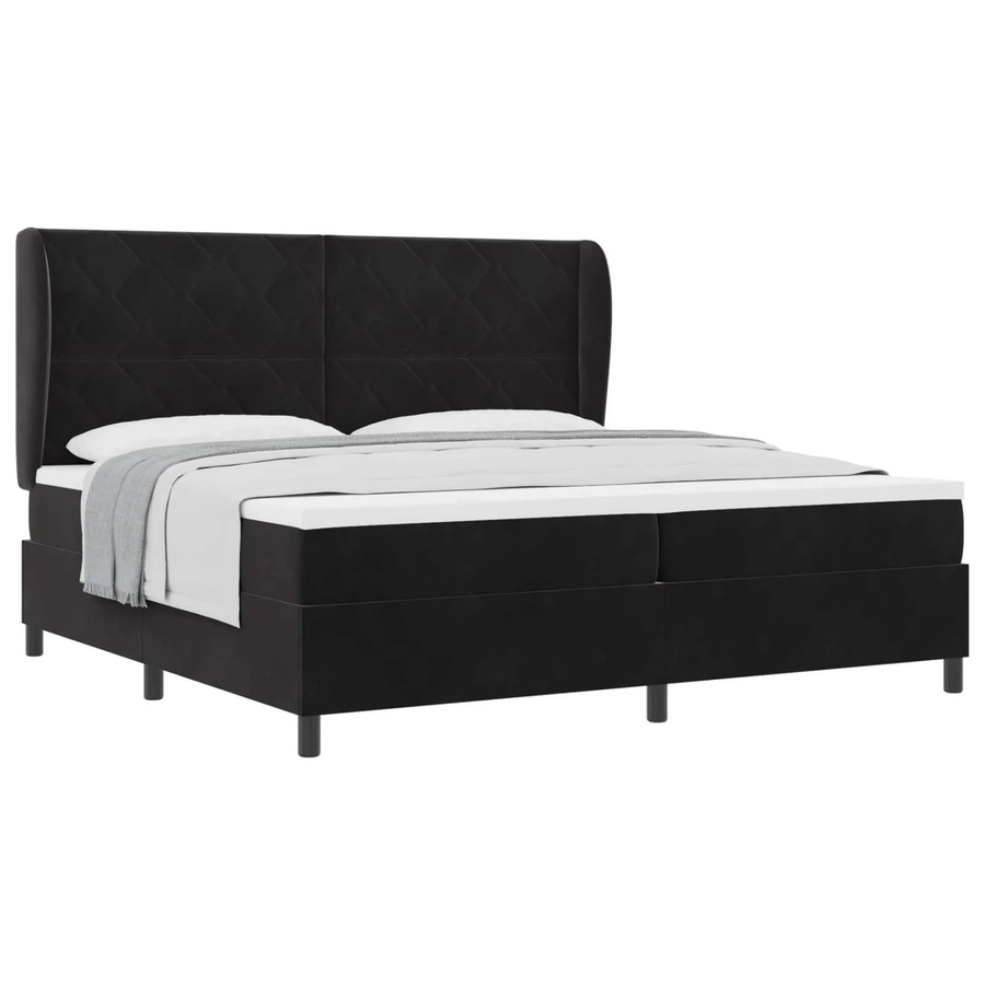 vidaXL Boxspringbett mit Matratze und Taschenfederkern in Schwarz, B/T: 200 x 200 cm - Bild 2