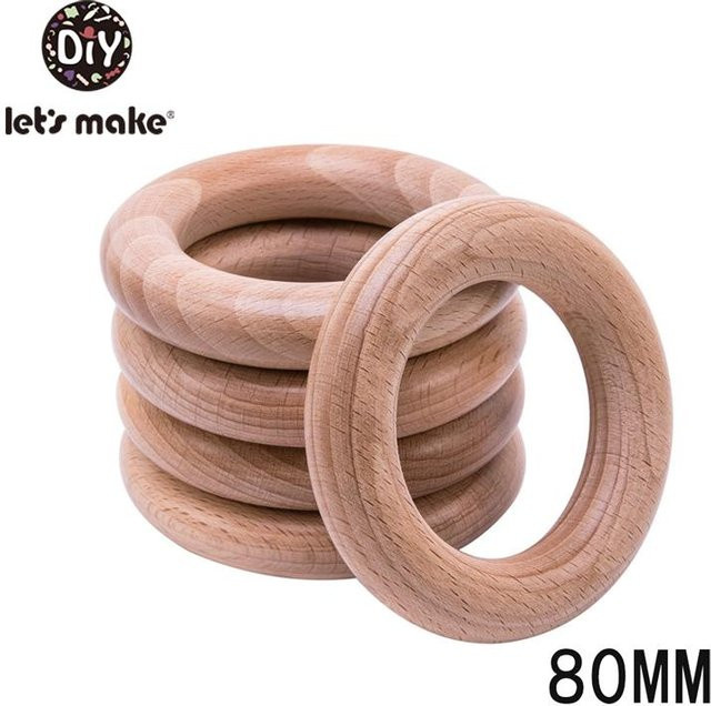 20 Stück natürliche Holzbeißringe aus Buche von Binchi Outdoor Product für DIY Baby-Spielzeug, Farbe: Natur/Holzfarben - Bild 1