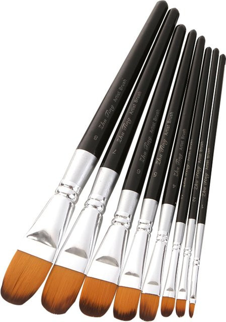 8-teiliges Pinsel-Set von TOMTOP JMS mit schwarzen Haselnussspitzen aus Nylon für Künstler und Studenten - Bild 1