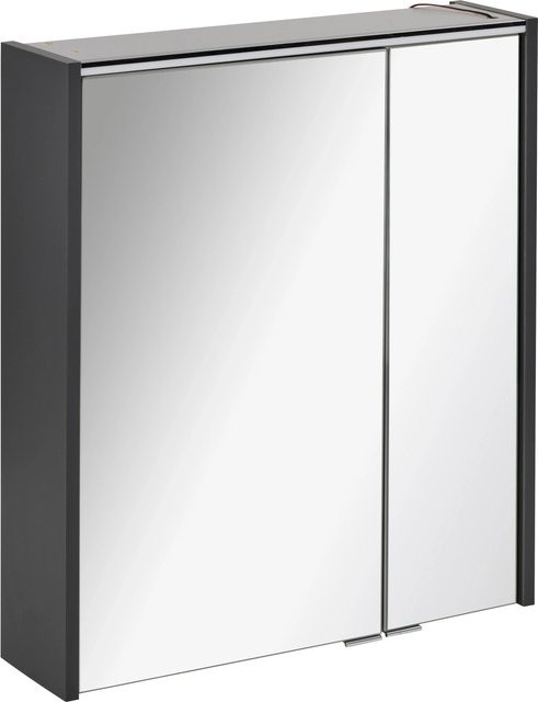 Fackelmann Spiegelschrank Denver Anthrazit mit LED-Beleuchtung und Softclose Türen B/H/T: 60 x 68,5 x 16 cm - Bild 1