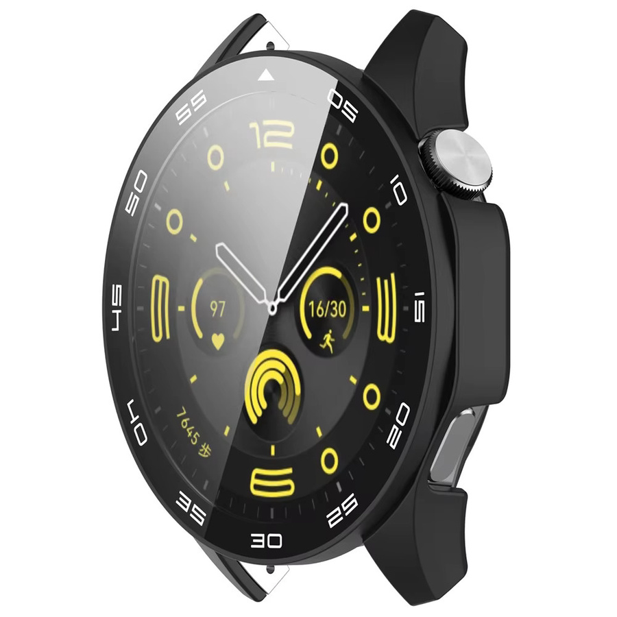 Displayschutzfolie aus gehärtetem Glas und Schutzhülle für Huawei Watch GT4 46 mm, Schwarz, Unisex - Bild 2