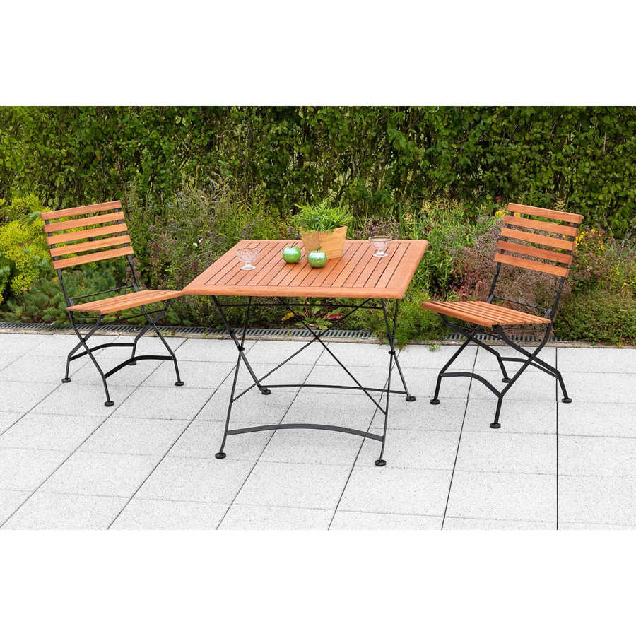 Merxx Schlossgarten Gartenmöbelset 3-teilig aus Eukalyptusholz in Schwarz, Grau oder Braun, B/T/H: 90 x 90 x 74 cm - Bild 2
