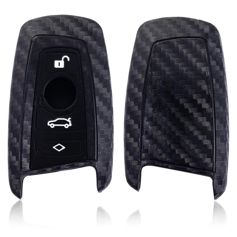 JLDZQ Schlüsselhülle aus Carbon Faser und Silikon in Schwarz für BMW 1 2 3 4 5 6 7 M Serie X3 X4 F20 F22 F30 F31 F36 F10 F11 F07 F12 F01 - Bild 3