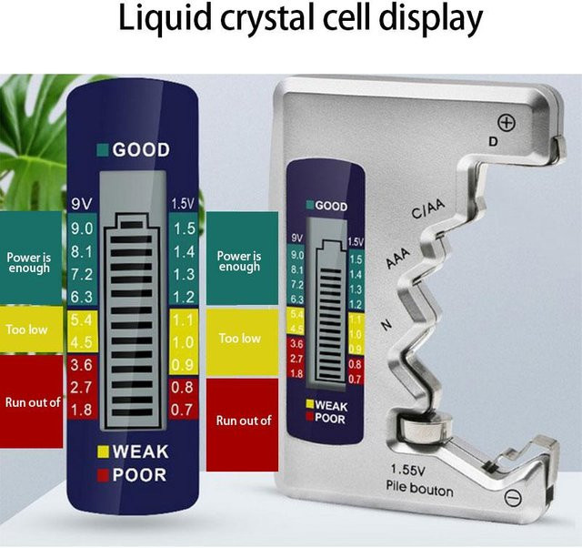 Digitaler Universal-Batterietester BT168 Kapazitätsprüfer für Lithium und Alkaline Zellen in Silber - Bild 1