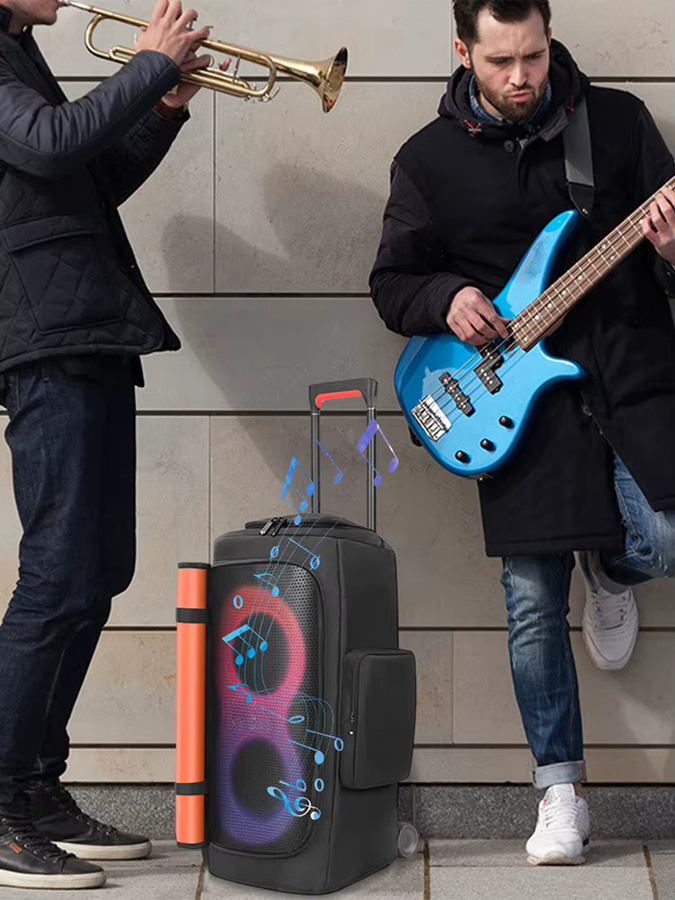APWIKOGER Tragbare Lautsprecher-Staubhülle mit Mikrofonfach und doppelseitiger Aufbewahrungstasche für JBL Partybox 310 und 320 in Schwarz - Bild 5