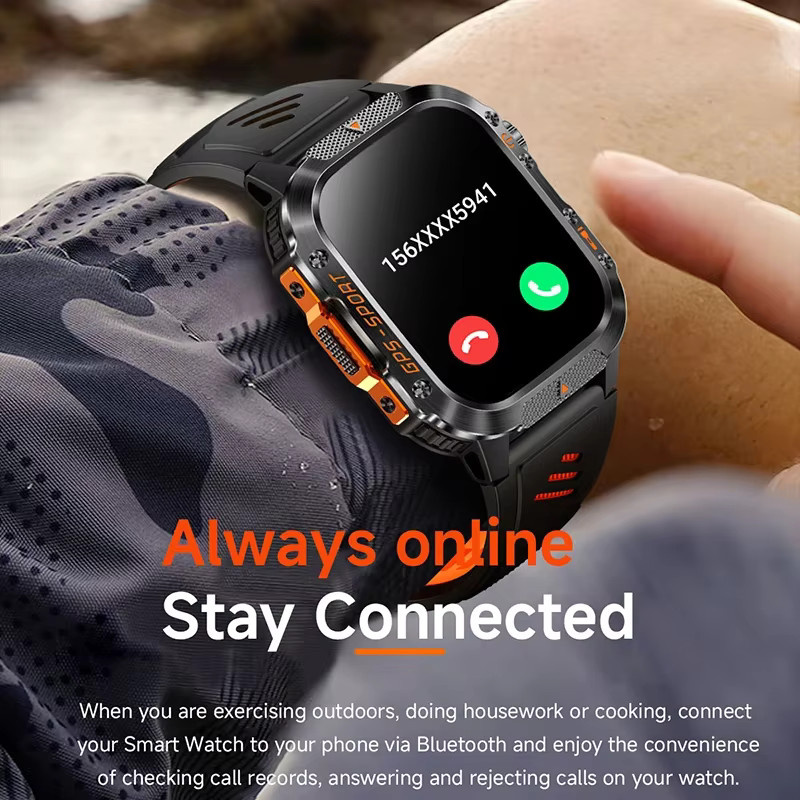 CRTORRS Smartwatch, GPS, Edelstahl, Schwarz, 3 ATM, Unisex - Bild 3