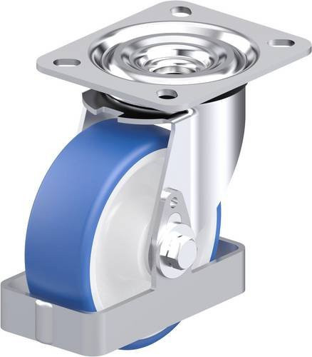 Blickle L-POTHS 100XR-FS Stahlblech-Lenkrolle in Blau mit Kunststoffrad, Durchmesser: 100 mm, Tragfähigkeit: 200 kg - Bild 1