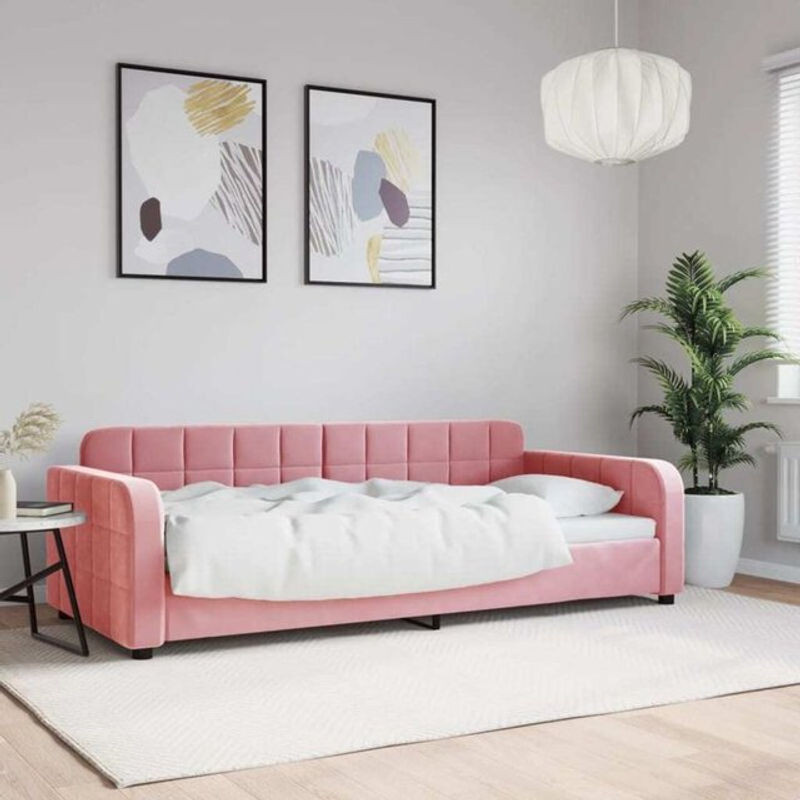 Vidaxl Polsterbett Tagesbett aus Samt und Metall in Rosa, B/T/H: 200 x 90 x 71 cm - Bild 1