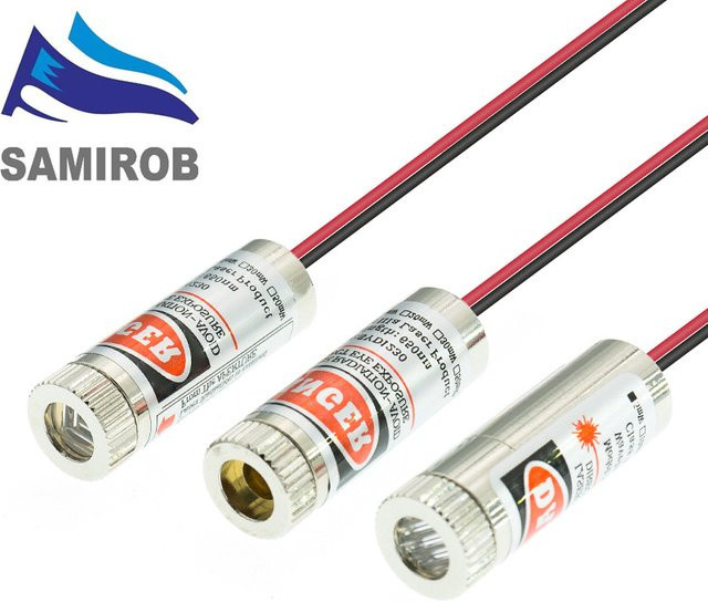 SAMIROB Lasermodulkopf mit Glaslinse für Punkt, Linie und Kreuz, 650 nm, 5 mW, rot/silber, fokussierbar, Industrieklasse - Bild 1
