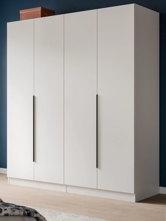 Kleiderschrank Swan 4-türig in Weiß, B/H: 160 x 181 cm - Bild 1