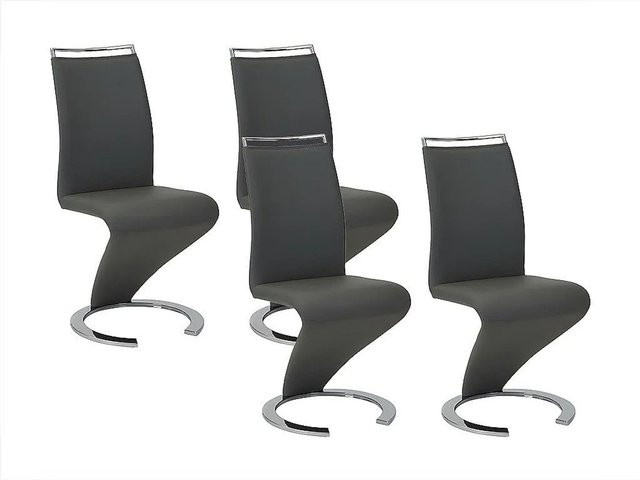 Vente-unique Stuhl Twizy in Schwarz mit Kunstleder und Metallgestell, Höhe: 61 cm - Bild 1