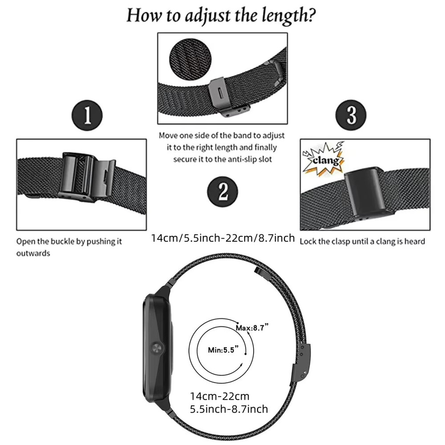 DAINU Armband aus Edelstahl für Garmin Forerunner 235 230 220 620 630 735XT in Schwarz - Bild 3