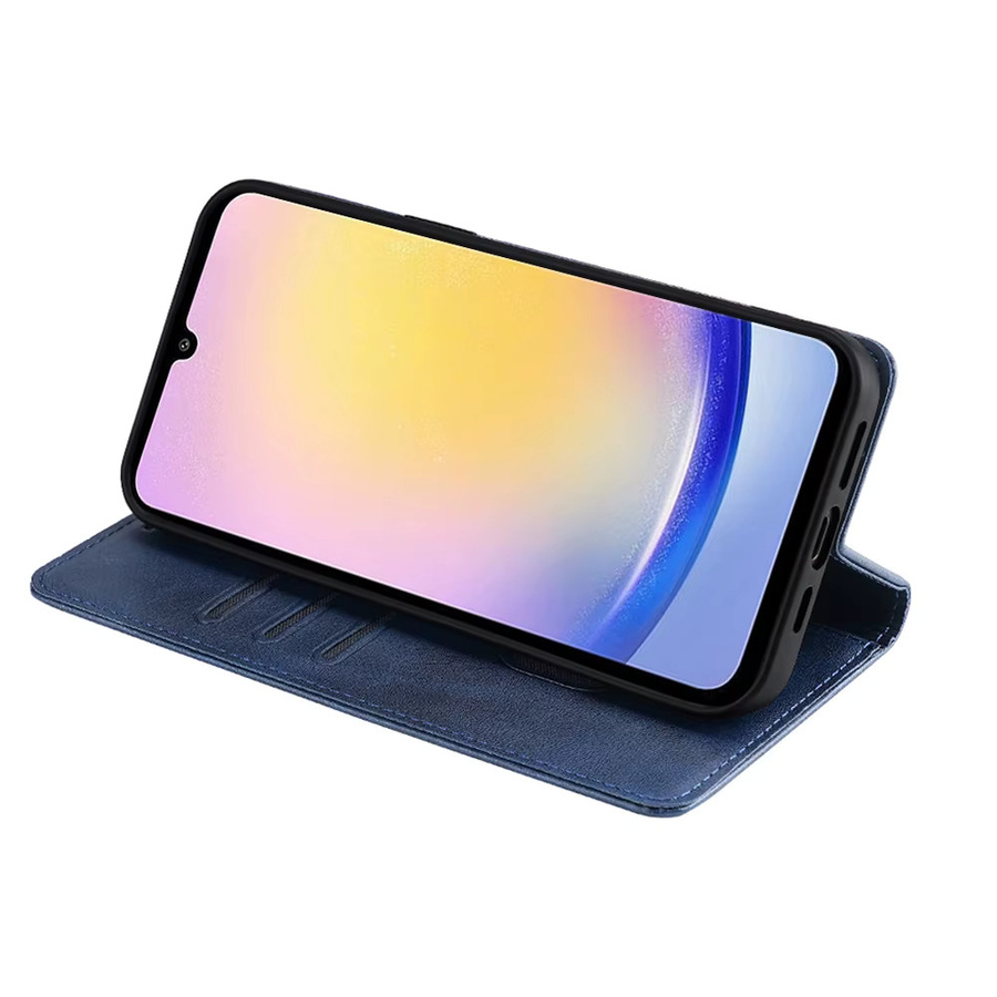 Business Leder Handyhülle für Samsung Galaxy A55 A35 A15 A25 A54 A34 A24 A14 A73 A53 Flip Cover mit Magnetverschluss und Standfunktion in Braun oder Blau - Bild 3
