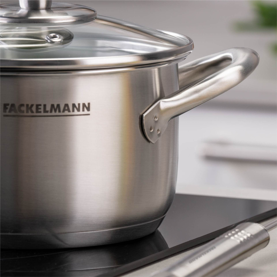 Fackelmann Kochtopf aus Edelstahl mit Glasdeckel, Silber, Durchmesser: 16 cm - Bild 2