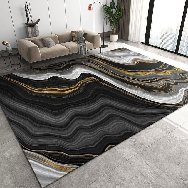 Moderner Teppich Polaris Star mit abstraktem Marmormuster in Multicolour, waschbar, B/T: 60 x 90 cm - Bild 1