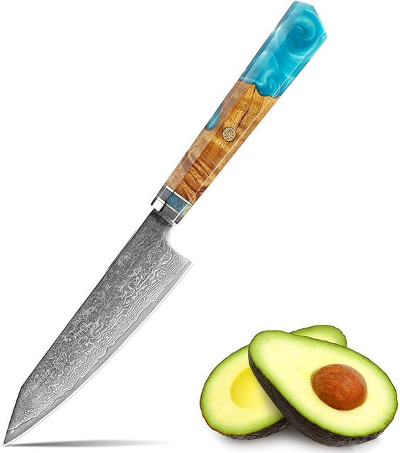 Xituo Japanisches Allzweckmesser als kleines Kochmesser und Obstschälmesser in Mehrfarbig mit Holzgriff, Klingenlänge: 12,7 cm - Bild 1