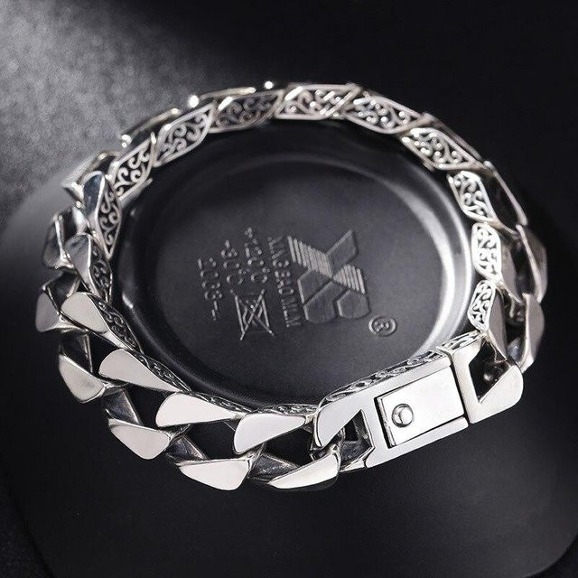 Armband 925 Silber, Pflanzendesign, Herren, 20,5 cm - Bild 1