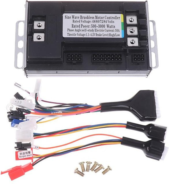 Universeller Sinuswellen-Elektrofahrrad-Controller für bürstenlose Motoren, 48V 60V 72V 50A, leiser Antrieb für E-Scooter und Motorrad, Schwarz - Bild 1