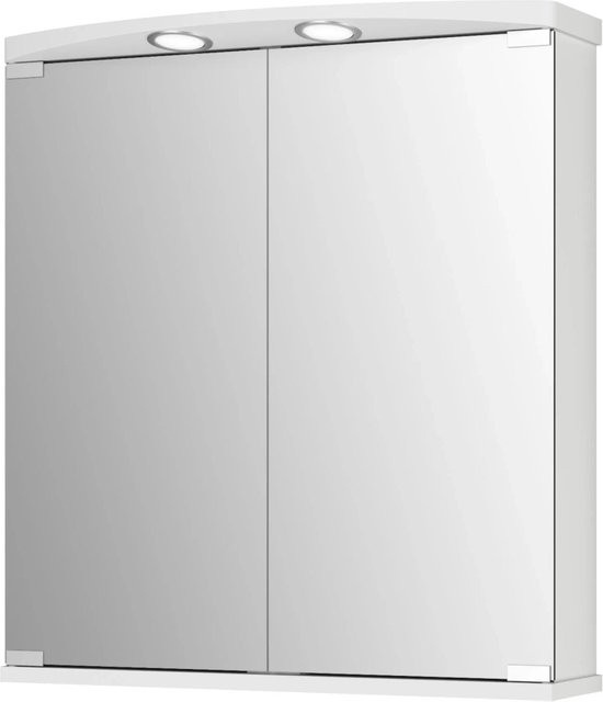 Jokey Spiegelschrank Ampado Weiß Hochglanz mit LED-Beleuchtung und Steckdose, Breite: 60 cm - Bild 1