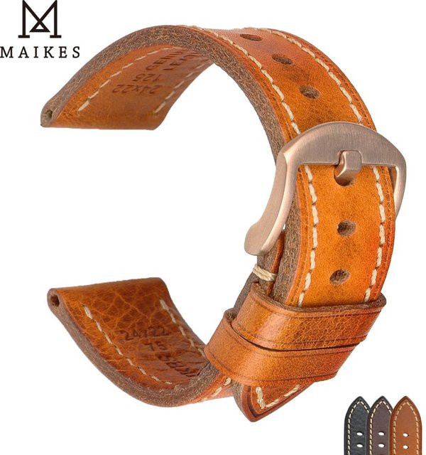 MAIKES Uhrenarmband Echtleder, Klassisch - Bild 1