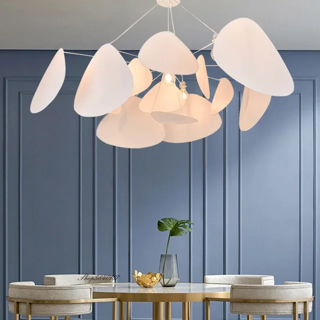 XunShiNi Pendelleuchte im Wabi-sabi Stil aus Stoff in Weiß für Wohnzimmer und Schlafzimmer - Bild 1