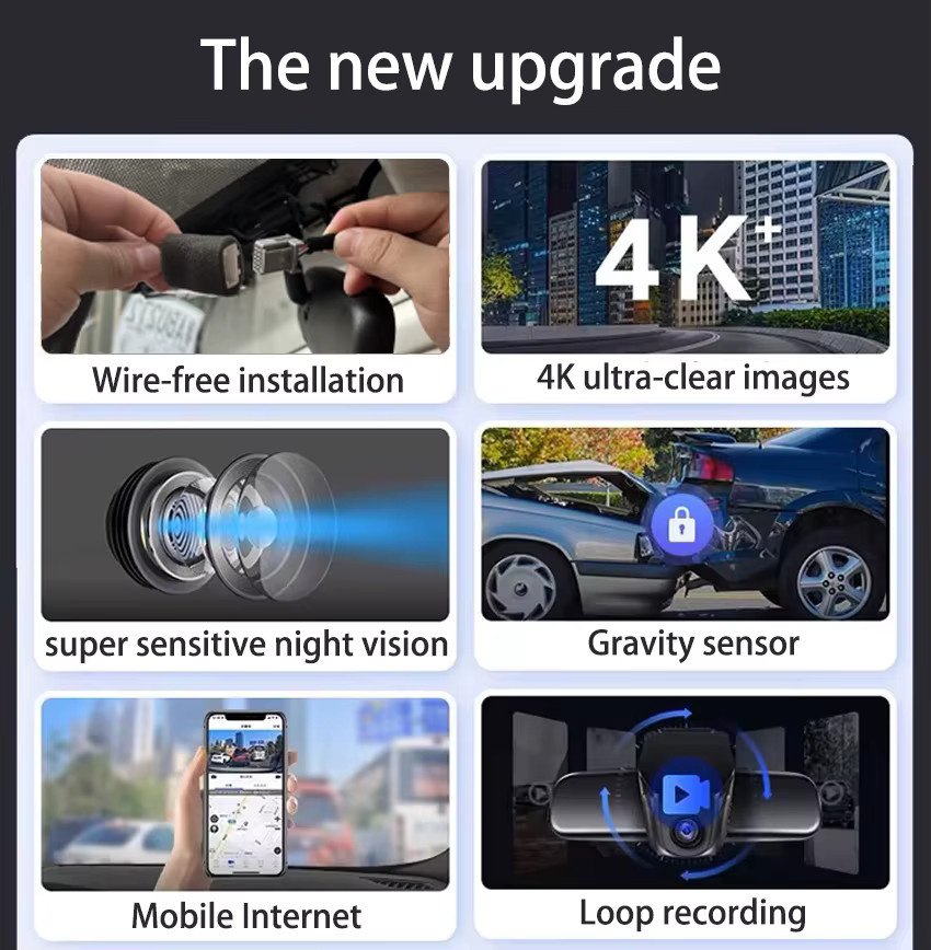 CARBAOHUI 4K Dash Cam Set mit App-Steuerung und Wifi für Chery Explore 06 und Jaecoo J7 (2023-2025), Vorne und Hinten, Schwarz - Bild 5