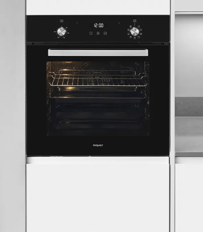 Exquisit EBE76-9-H-020 Einbaubackofen in Schwarz mit Heißluft und Grill, Höhe: 59,5 cm, Breite: 59,5 cm, Tiefe: 56,7 cm - Bild 3