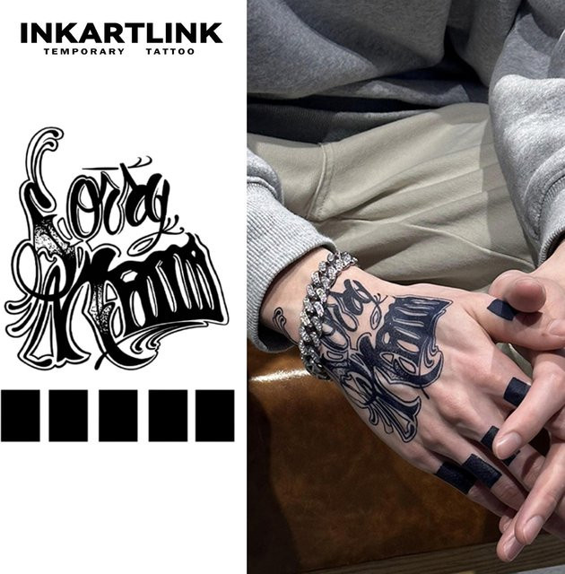 INKARTLINK Temporäre Tattoo-Aufkleber, Unisex, Florale Schriftart - Bild 1