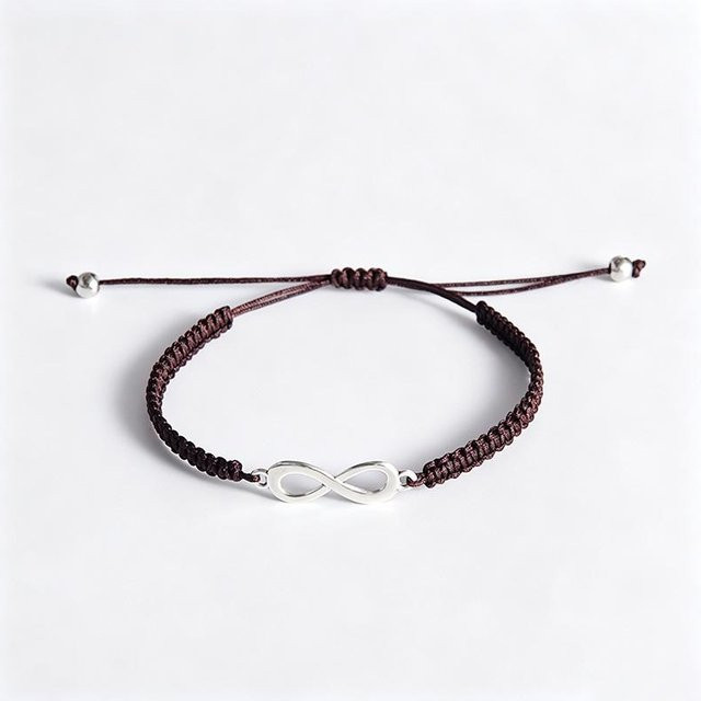 Freundschaftsarmband Unendlichkeitssymbol, handgeknüpftes Seil, braun, 16.5-28cm, Unisex - Bild 1