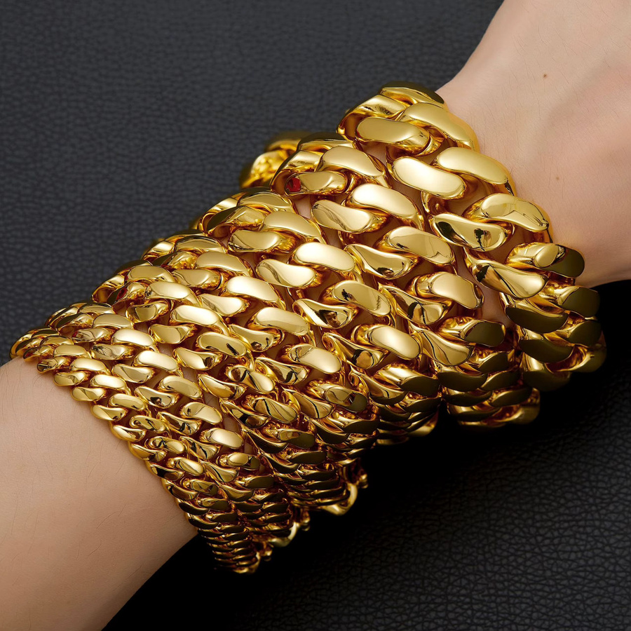 Miami-Panzerkette Armband, 316L-Edelstahl, Gold, Unisex, 10–22 mm - Bild 3