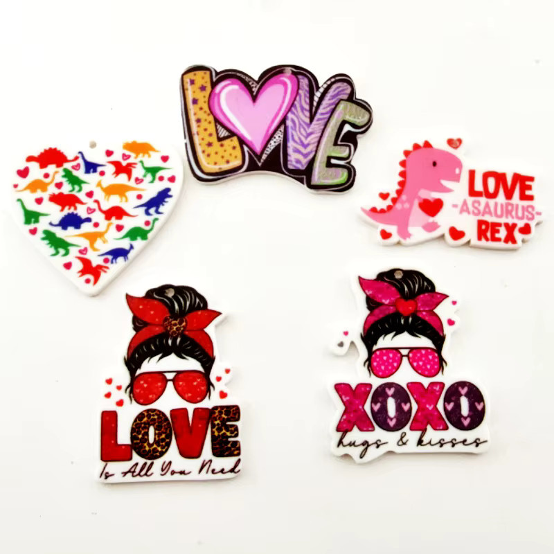 Anhänger Acryl, bunt, Valentinstag, 10 Stück - Bild 2