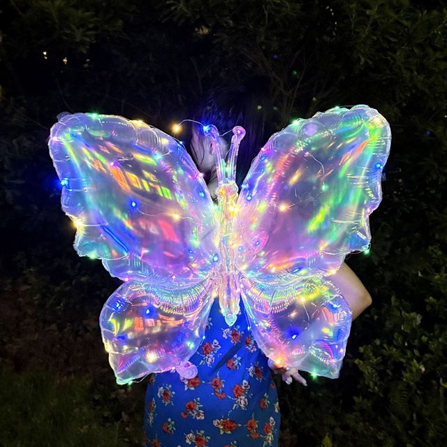 Bunter Schmetterlingsballon mit LED-Lichterkette in RGB-Farben zur Dekoration für Hochzeiten, Geburtstage und Partys - Bild 1