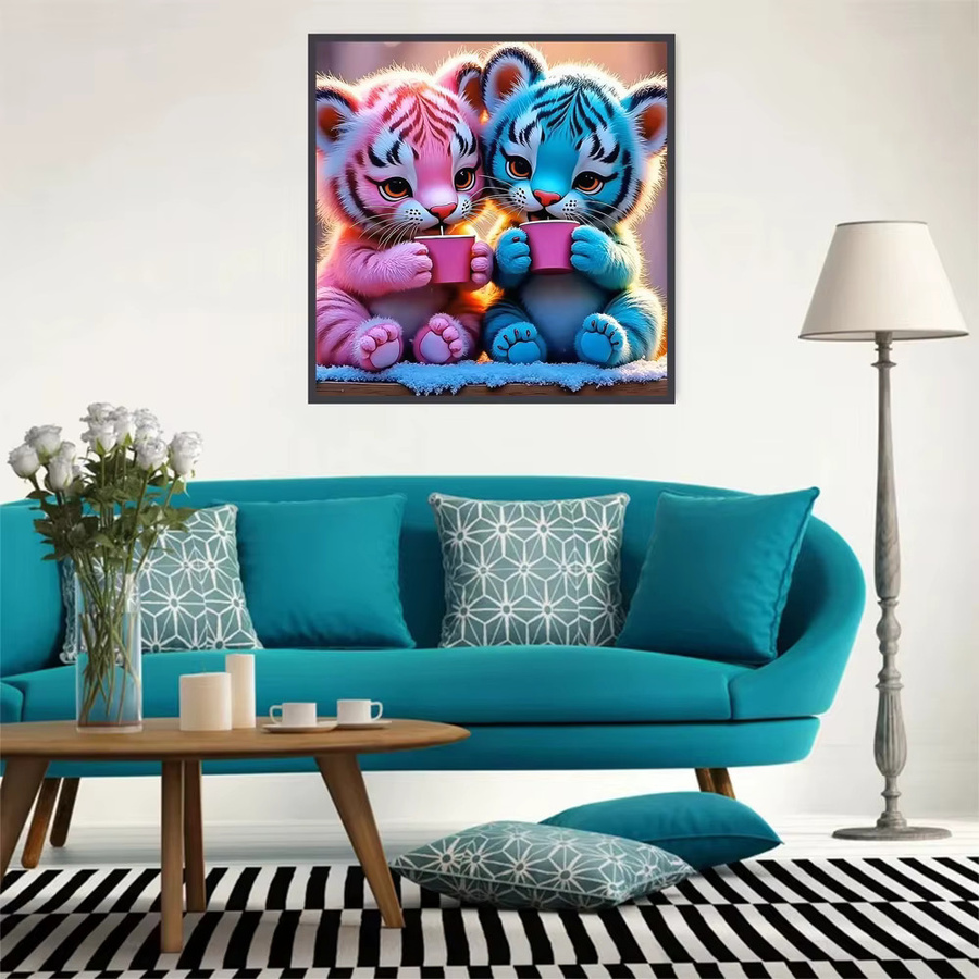 EverShine DIY Diamant-Stickerei Tiger Mosaik Set, Cartoon Tier Voll-Diamant-Malerei in Multicolour, Breite: 20 cm, Höhe: 20 cm - Bild 3