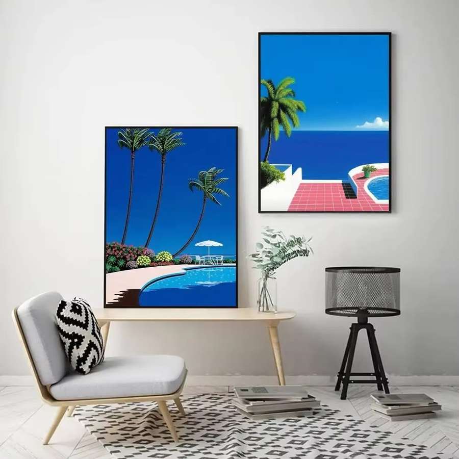 Hiroshi Nagai Vaporwave Japan Strand Sommer Poster als selbstklebender wasserfester Wandaufkleber aus Papier, Mehrfarbig - Bild 5