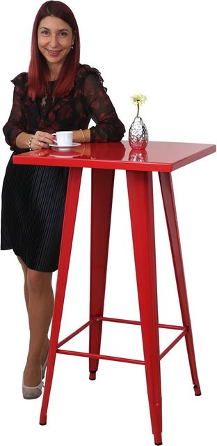 Stehtisch MCW-A73 Bistrotisch im Industriedesign aus Metall, rot, H: 105 cm, B: 60 cm, T: 60 cm - Bild 1