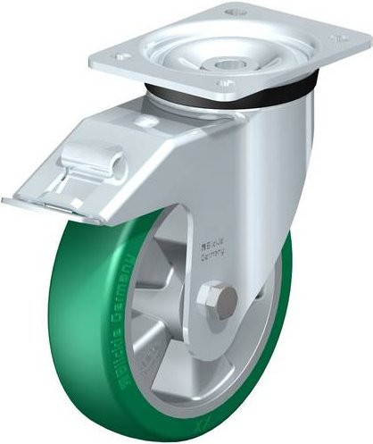 Blickle Lenkrolle LK-ALST 180K-FI mit Feststeller in Silber und Grün, Rad-Durchmesser: 180 mm, Tragfähigkeit: 600 kg - Bild 1