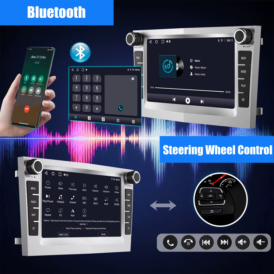 ESSGOO Android 14 Auto Stereo Radio mit CarPlay und Android Auto, 4+64GB, GPS, DAB, Silber, passend für Opel Astra G H C, Corsa C D und Vectra - Bild 4