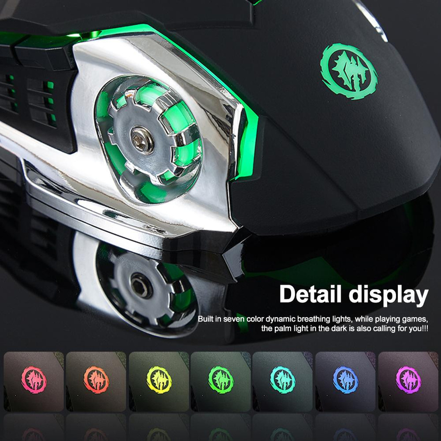 YJMP Kabellose Gaming Maus mit Bluetooth und 2.4G USB, RGB Hintergrundbeleuchtung, mechanische E-Sports Maus für PC und Laptop, Weiß - Bild 5