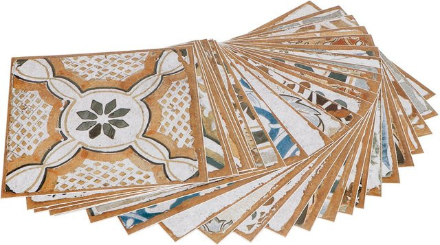 24 Stück Selbstklebende Fliesenaufkleber von OutsideWorld im Mediterranen Design, Geometrische Wandaufkleber Multicolour, B/H: 15 x 15 cm - Bild 1