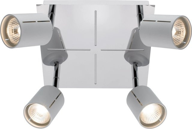 OBI LIGHTING Deckenlampe Piana 4er-Spot quadratisch in Weiß matt und Chrom, verstellbar - Bild 1