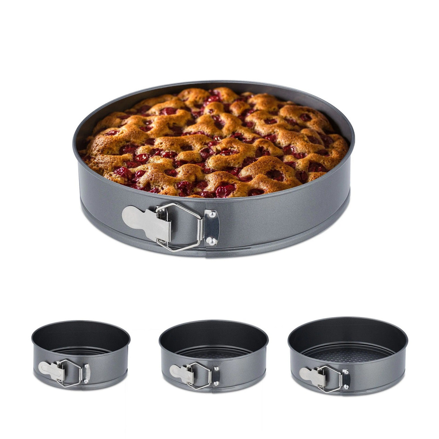 Relaxdays Springform 4er Set aus Edelstahl in Anthrazit, antihaftbeschichtet, Höhe: 6,5 cm, Durchmesser: 18 cm, 20 cm, 22 cm und 24 cm - Bild 2