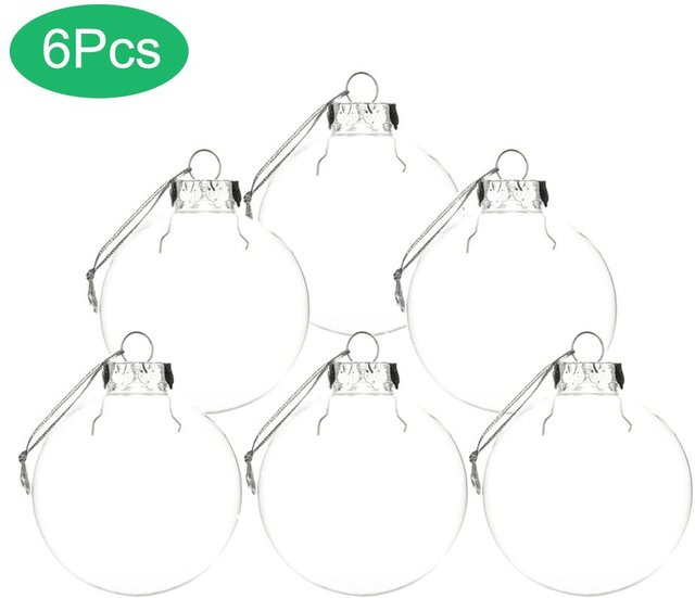TOMTOP JMS Weihnachtskugeln aus transparentem PET-Kunststoff in Weiß als runder Weihnachtsschmuck zum Aufhängen - Bild 1