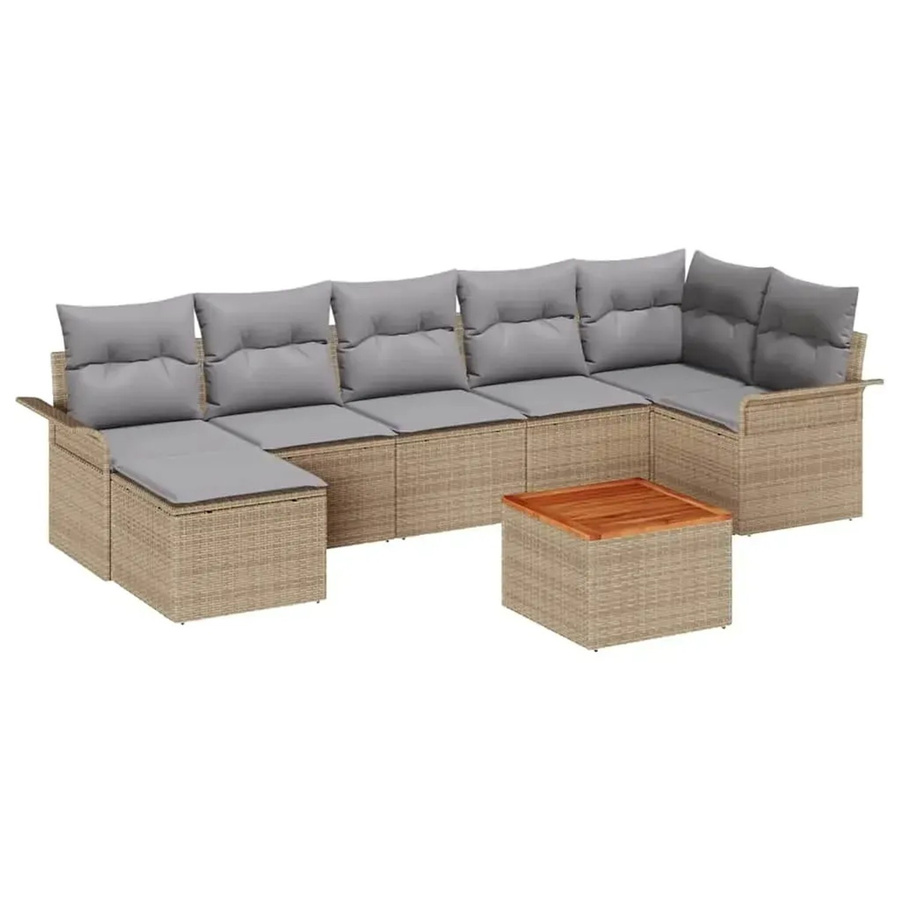 vidaXL Garten-Sofa-Set 8-teilig aus Polyrattan in Beige mit Sitzkissen und Stauraumfunktion - Bild 2