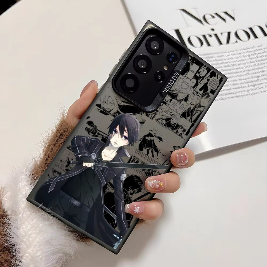 Anime Kazuto Handyhülle mit Laser-Matt-Effekt für Samsung Galaxy S25 S24 S23 S22 S21 Ultra Plus, Stoßfeste Hartschale, Schwarz/Mehrfarbig - Bild 2