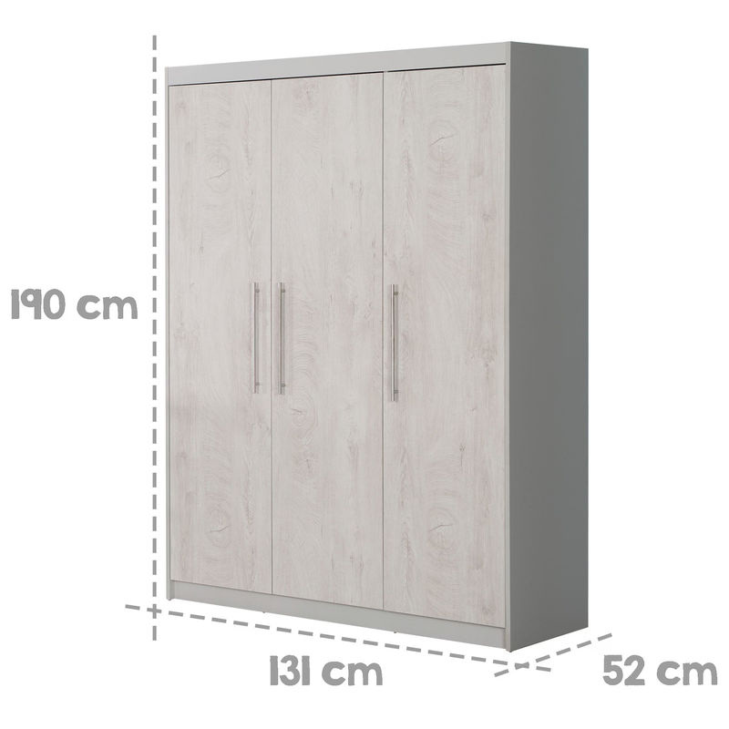 Roba Kleiderschrank Maren 2, 3-türig, Eiche, B/T/H: 131 x 52 x 190 cm - Bild 3