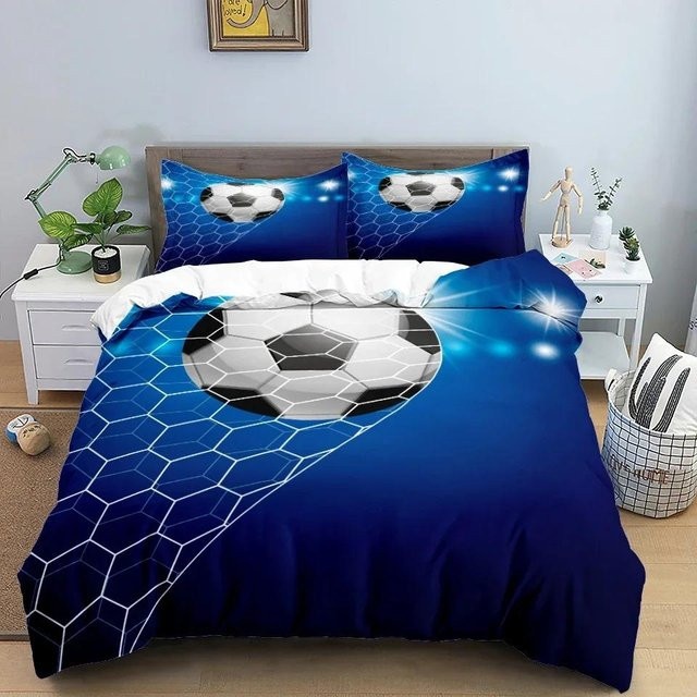 Fußball Bettwäscheset Your Warm Home Blau, 2-3-teiliges Set aus Mikrofaser mit Bettbezug und Kissenbezug, B/H: 135 x 200 cm - Bild 1