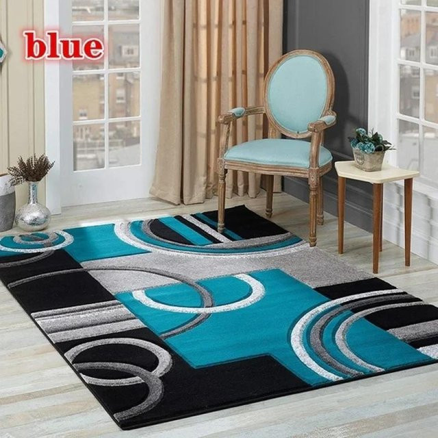 Karpetti Nordischer Geometrie Teppich in Blau, rutschfest und waschbar, B/T: 80 x 120 cm - Bild 1
